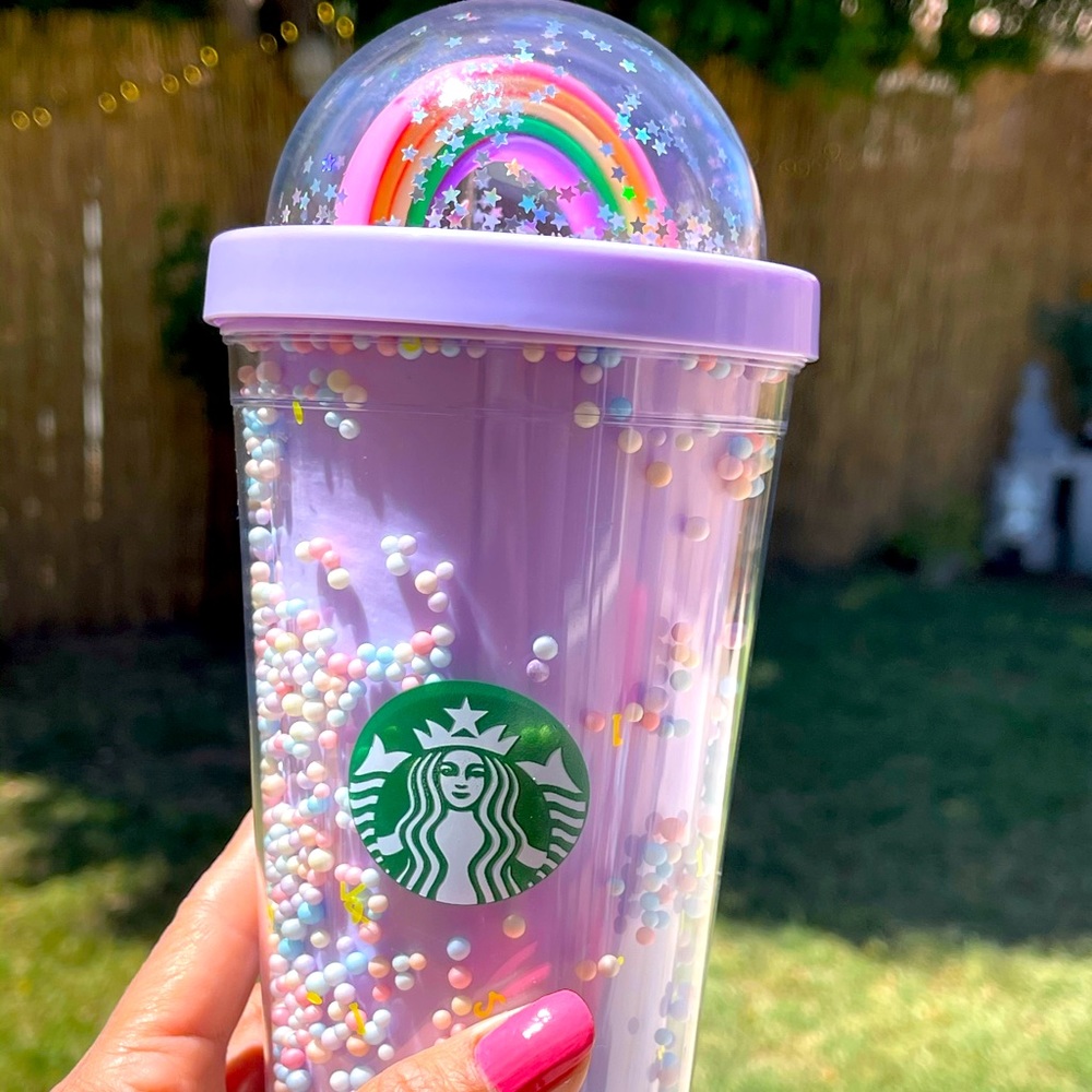 Rainbow dome lid Starbucks cup